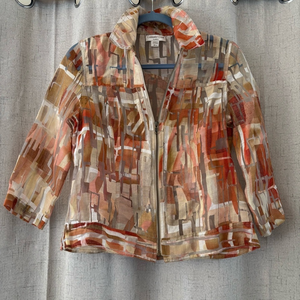 Coldwater‎ Creek Classic Sheer Multi-colored  Womens Zip Up Jacket. Size XS (4)